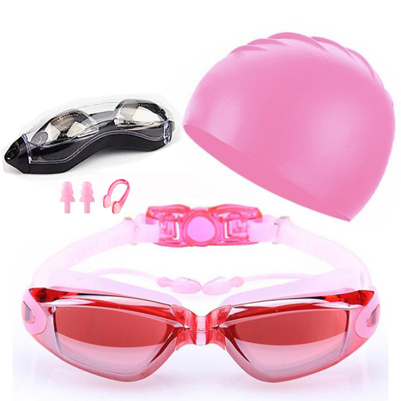 Swim Cap Silicone - Adult Summer Swimming Goggles Set with