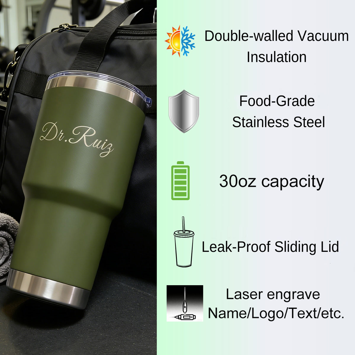 Custom Personalized 30 oz Vacu - Sports Water Bottle Insulated 评论和价格