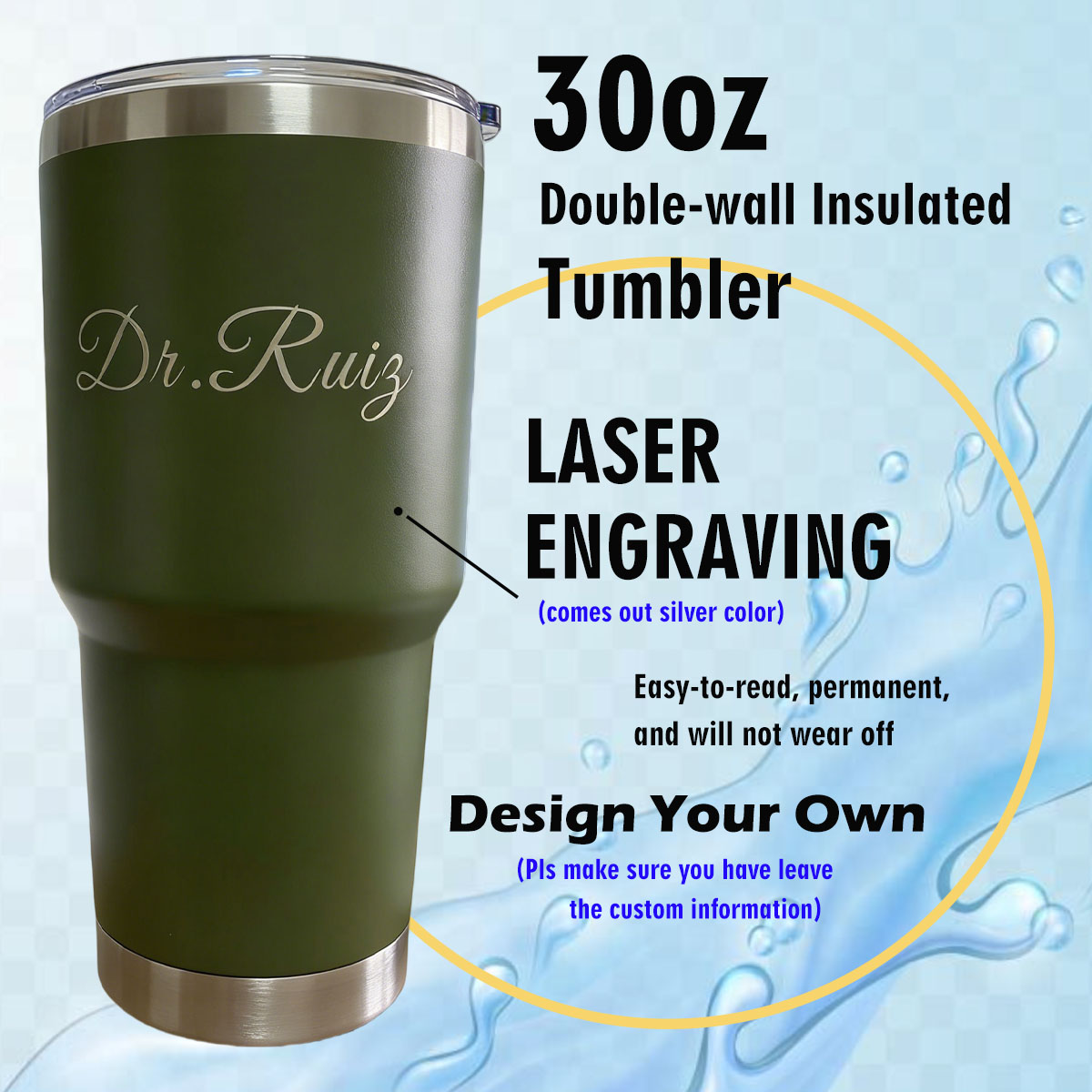 Custom Personalized 30 oz Vacu - Sports Water Bottle Insulated 评论和价格