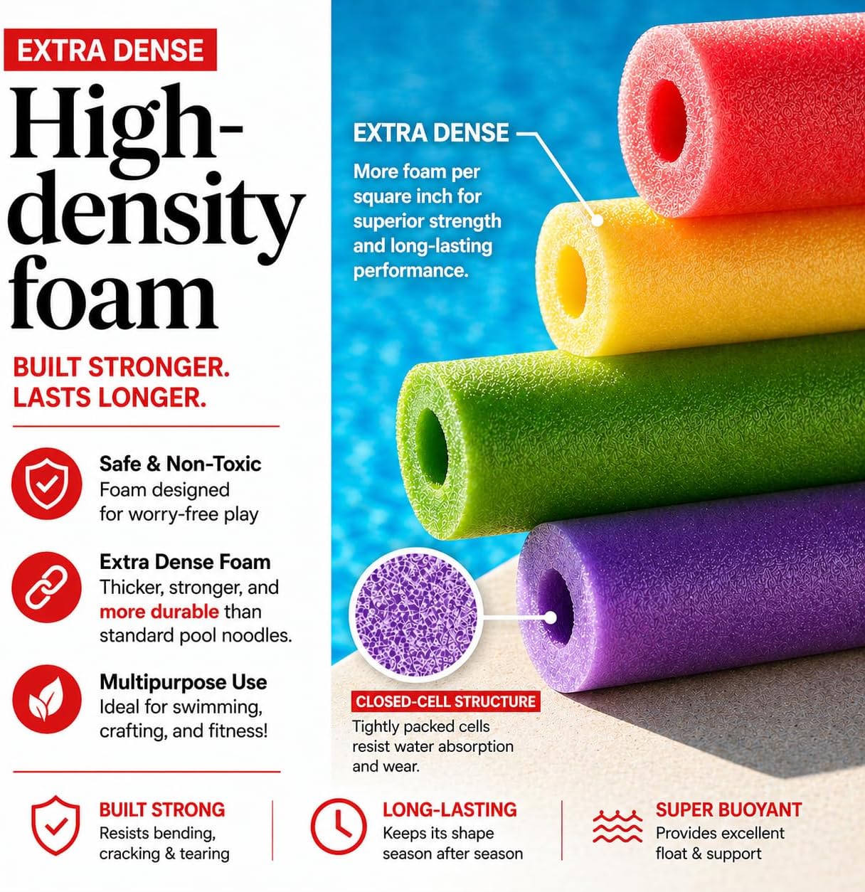 40 Pack Pool Noodles Foam - 4  - Foam Pool Noodle 评论和价格